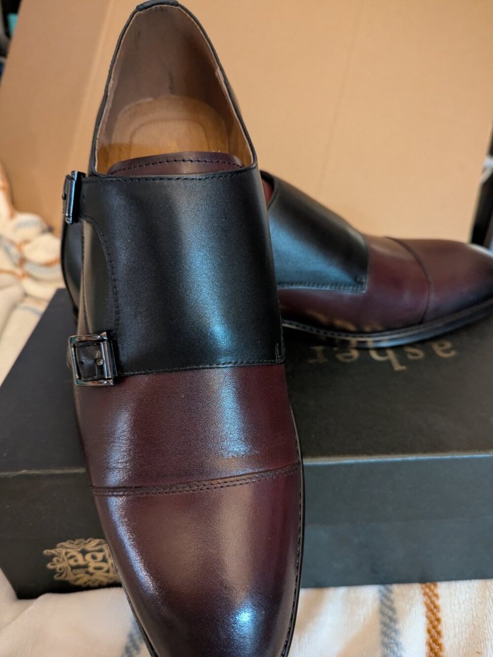 Asher Green Double Strap Monk Men's Shoes Size 10